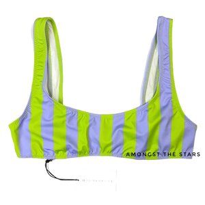 Solid & Striped Elle Purple & Green Stripe Bikini Top